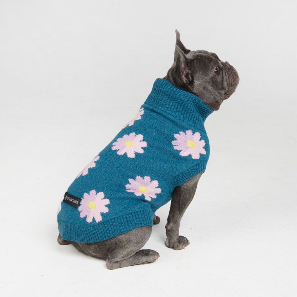 編み犬用セーター - 花