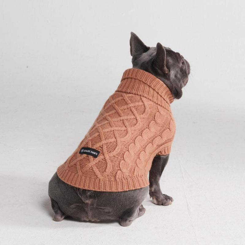 ケーブル編みの犬用セーター - 茶色 – SPARK PAWS